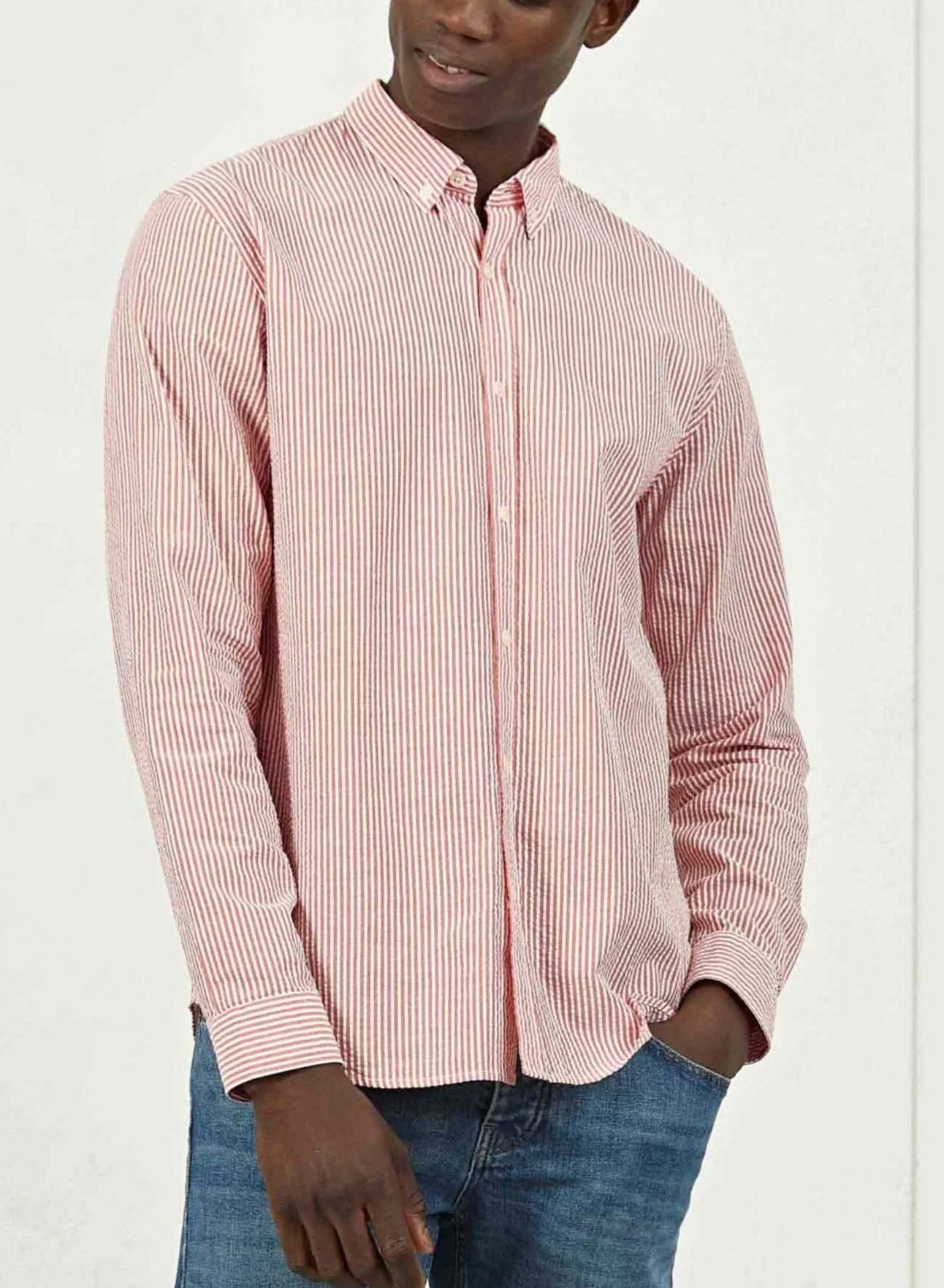 Chemise College Seersucker Colorado Rayée