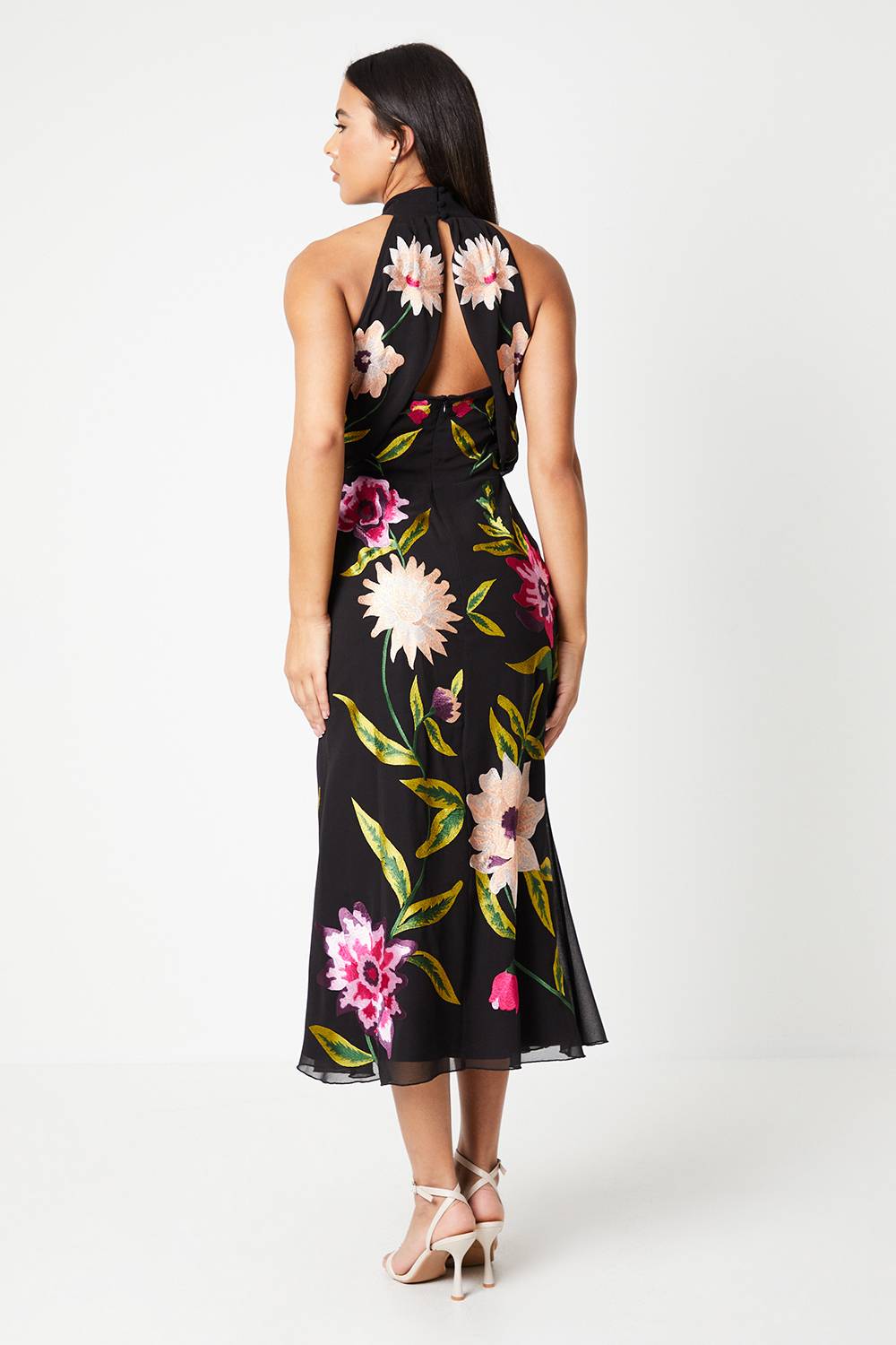 Coast Robe Midi À Col Montant Avec Broderie Florale