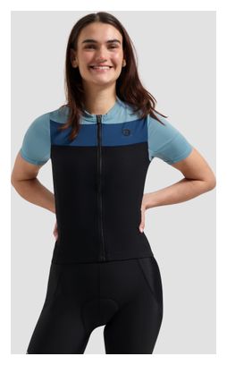 Maillot Manches Courtes Vélo Rogelli Core Block Noir/Bleu Femme