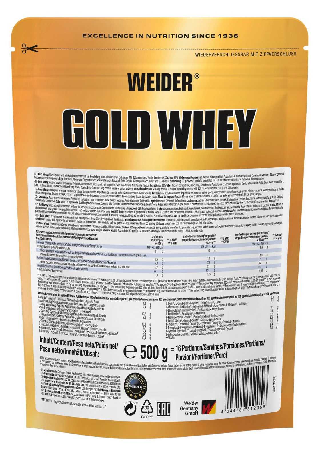 Whey Gold da Weider 500g
