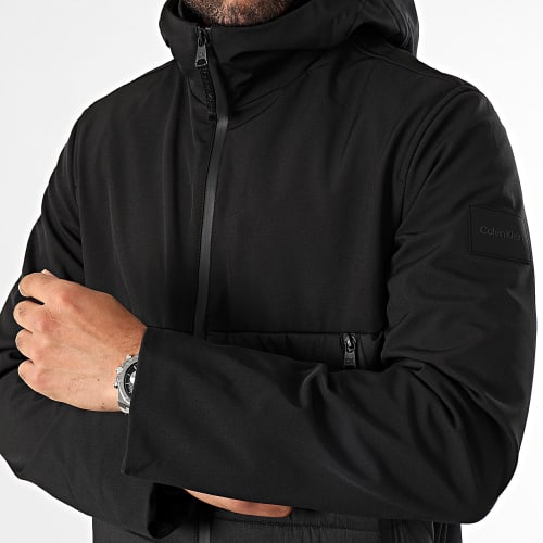 Veste Zippée Capuche Quilted Mix Media 1466 Noir