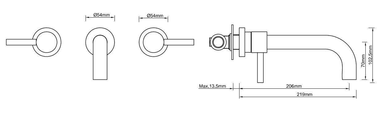 Mueller Round inbouw-wastafelkraan 2-knops PVD-coating chroom
