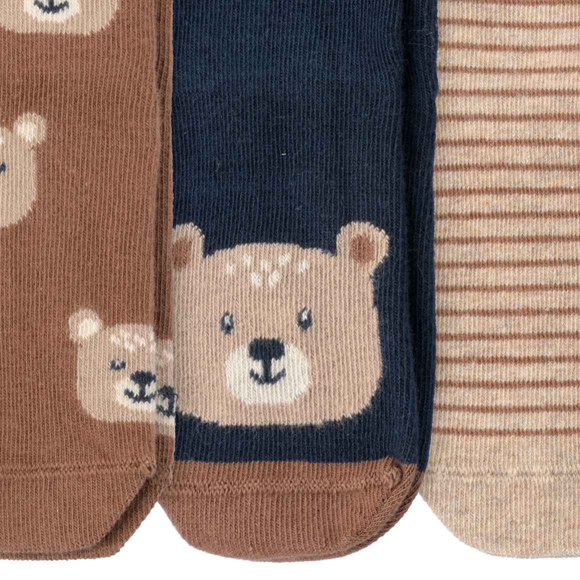 Topomini 3 Paar Baby Socken in verschiedenen Dessins dunkelblau / dunkelbraun / hellbraun