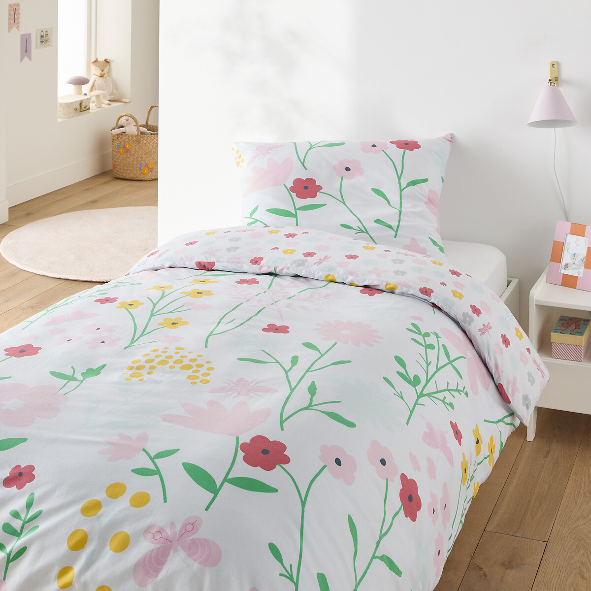 SO'HOME<br>Conjunto de cama infantil em algodão, fronha retangular. Flores