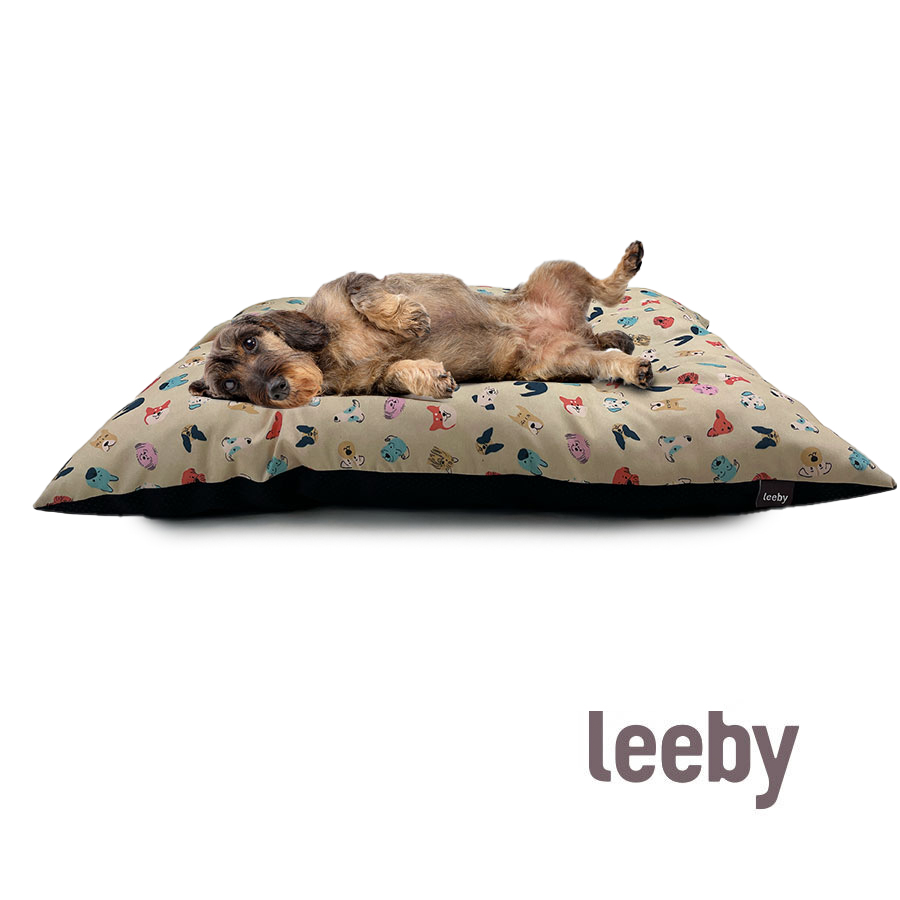 Almofada Leeby bege acolchoada com desenhos animados para cães