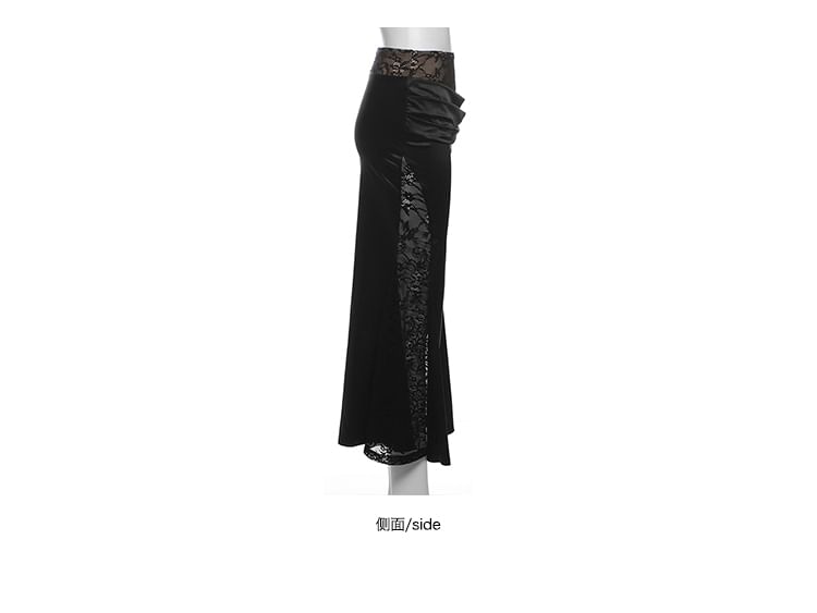 Autuna - Off Shoulder Effen Crop Top / Lage Taille Effen Maxi Zeemeerminrok