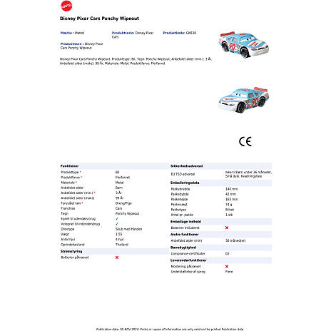 Disney Pixar Cars 3, 1 stk. legetøjsbil