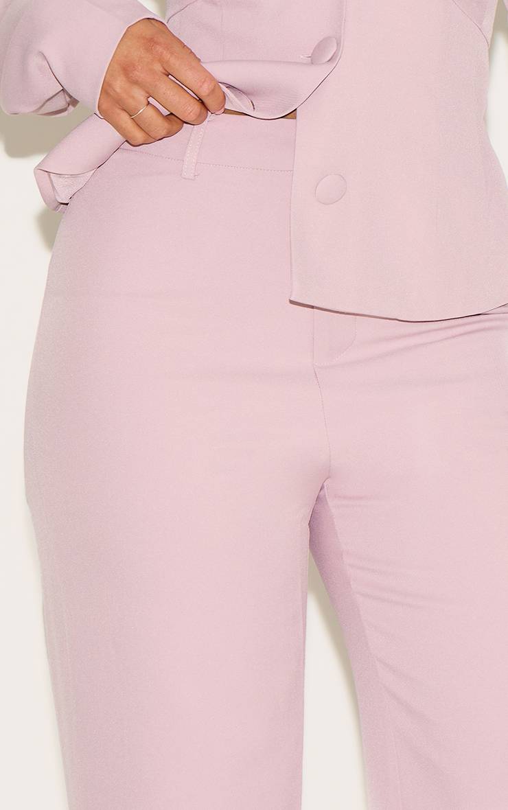 Rose Pâle Pantalon Shape Tailleur Taille Haute Jambe Large Rose