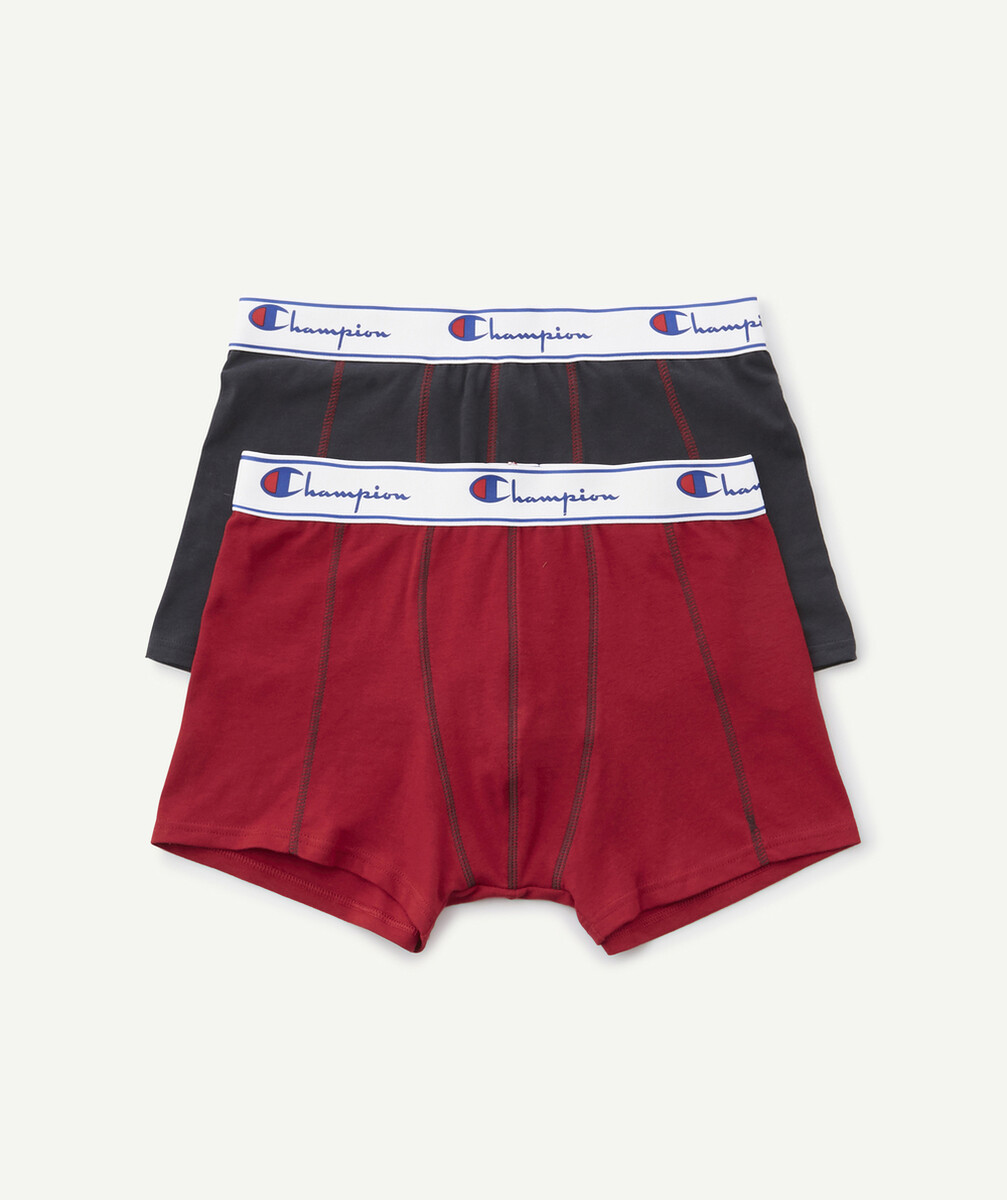 CHAMPIONLES 2 BOXERS GRIS ET ROUGES