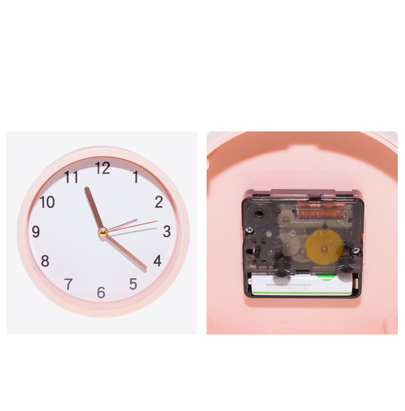 (Ø13cm) Nachttisch Wecker Analoge Round Tischuhr Moderne Home Deko (Batteriebetrieben) - Rosa / Weiss