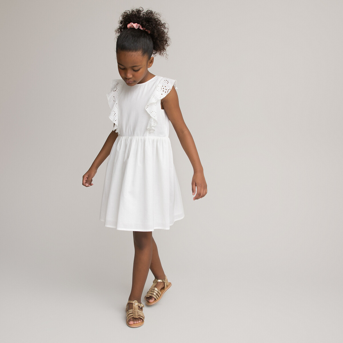 COLEÇÃO LA REDOUTE<br>Vestido sem mangas com renda inglesa