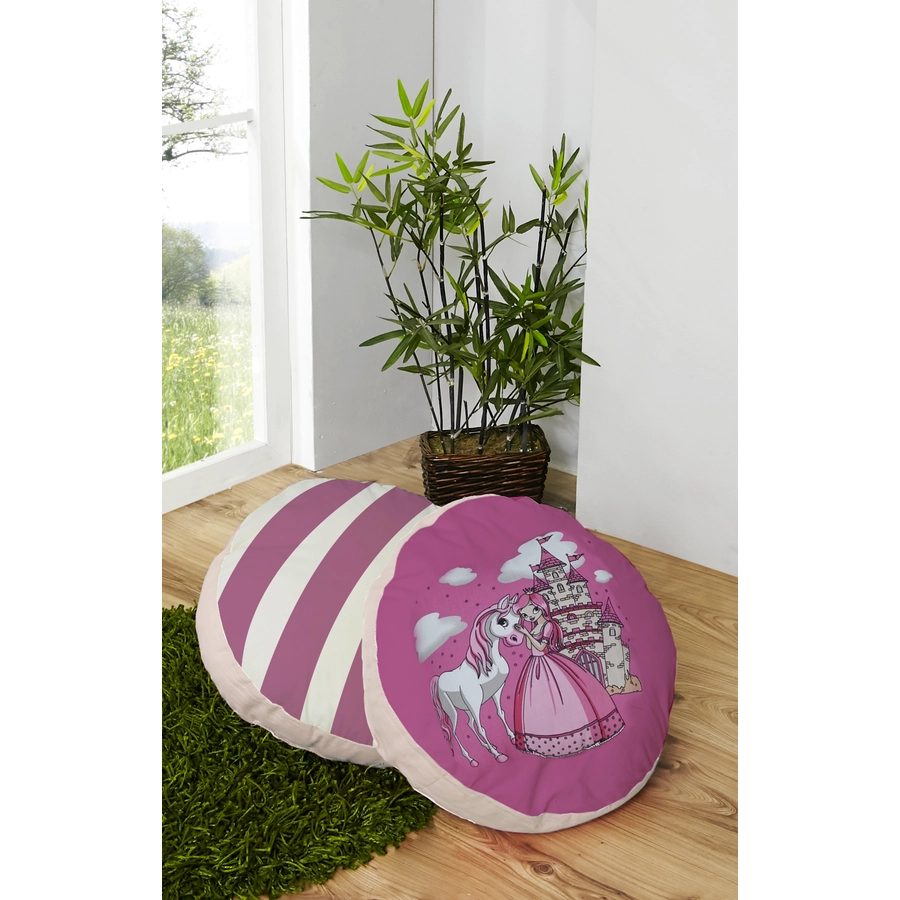 TICAA Rundes Kissen-Set für Kinderzimmer 2-teilig Prinzessin Rosa
