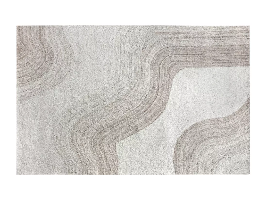 Tapis 100% laine fait à la main - 160 x 230 cm - 1800g/m2 - Beige et taupe - AZARIA