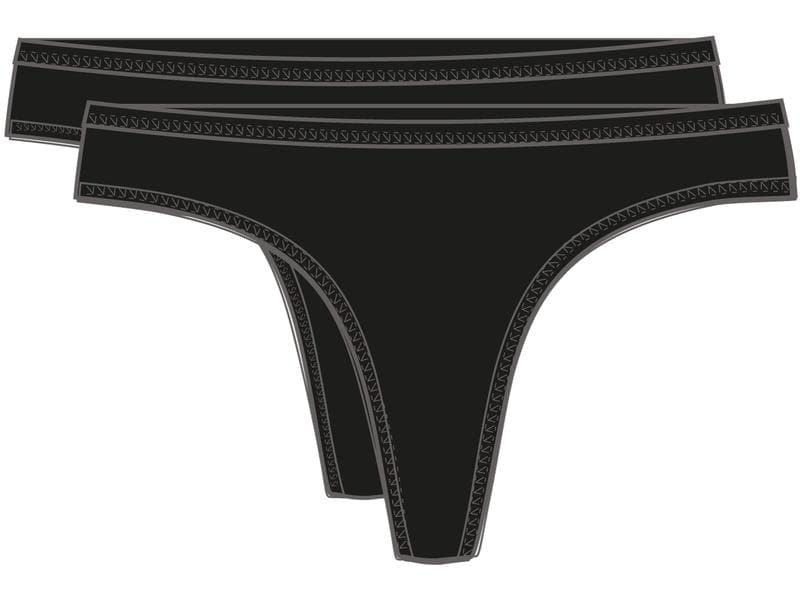 SCHIESSER String Damen 2-er Pack, Schwarz, S Schwarze Strings für Damen