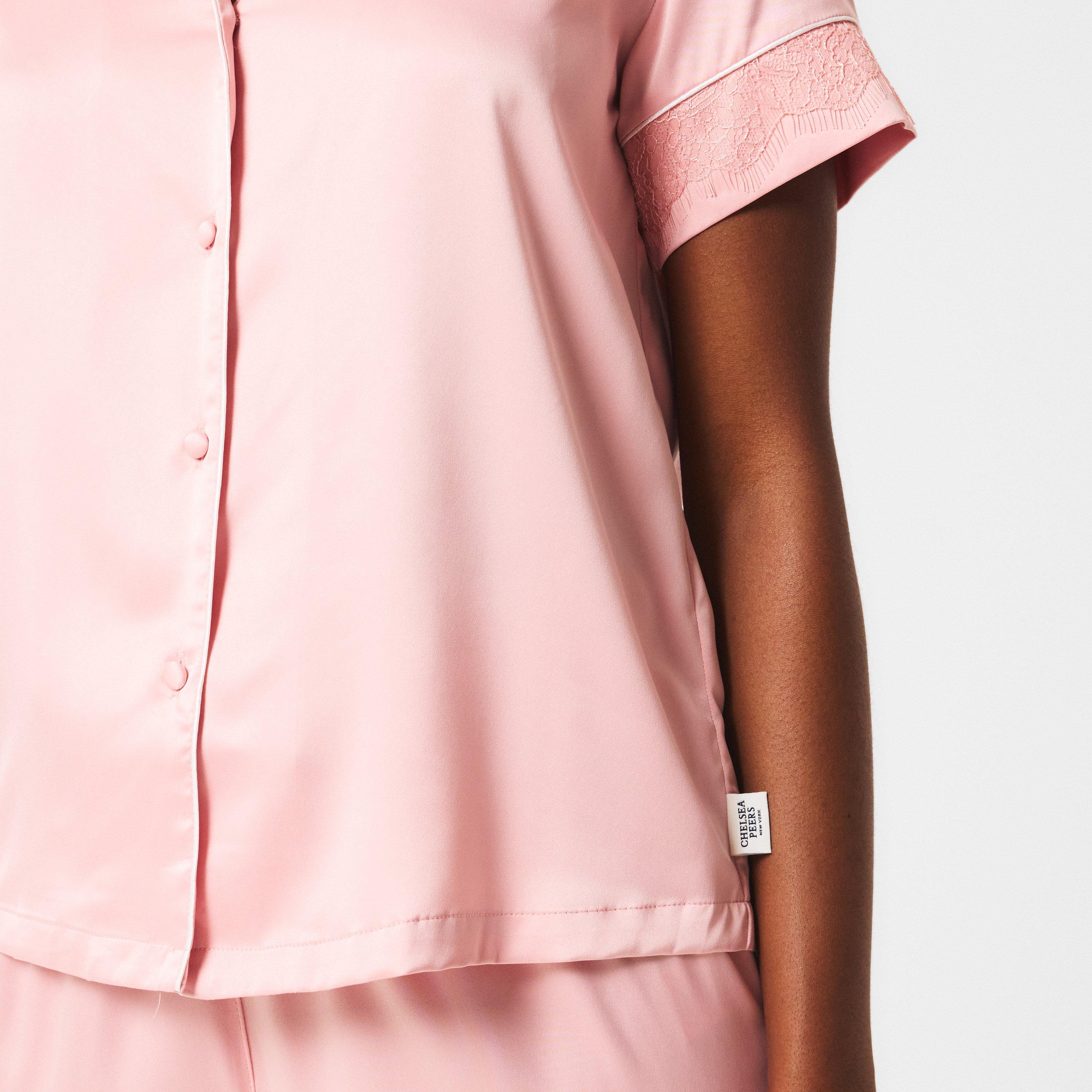Chelsea Peers Satin Lace Short Sleeve Pyjama Set