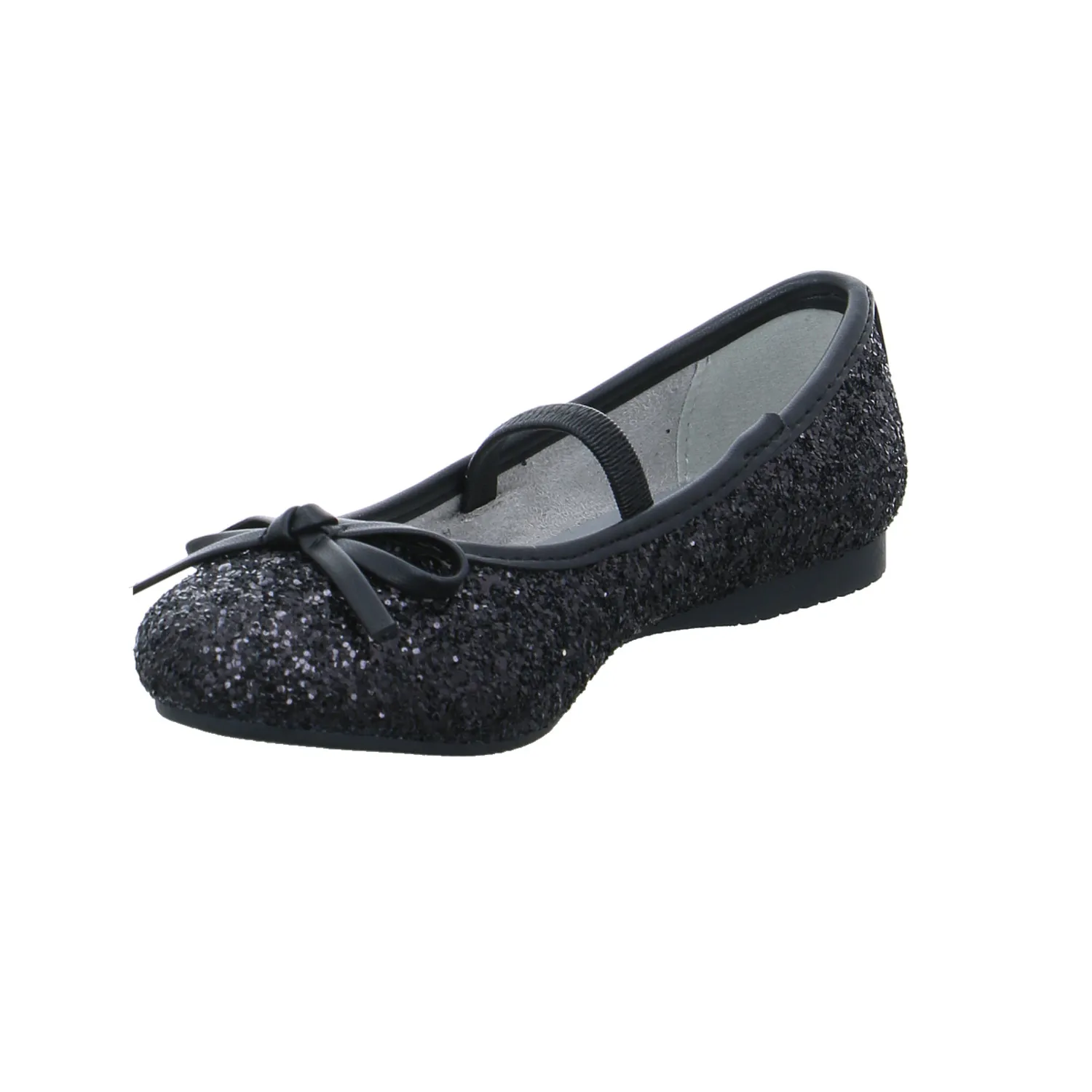 INDIGO Mädchen-Ballerina Schwarz Lederimitat  Festlicher Schuh
