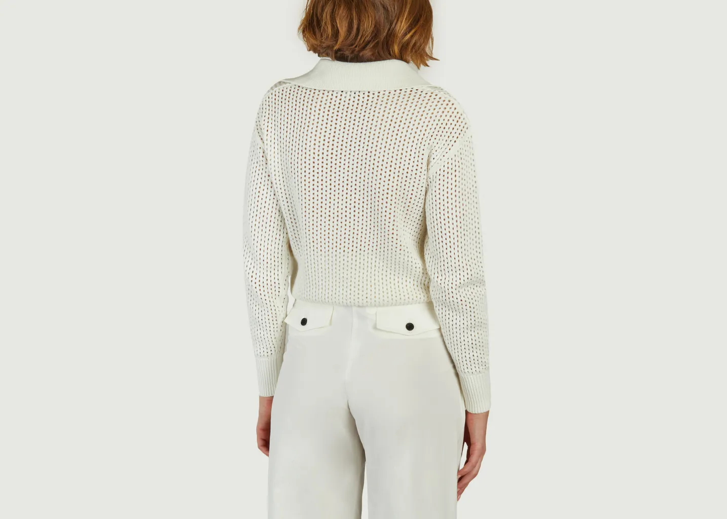 Pull en coton ajouré col polo Pabloni Suncoo