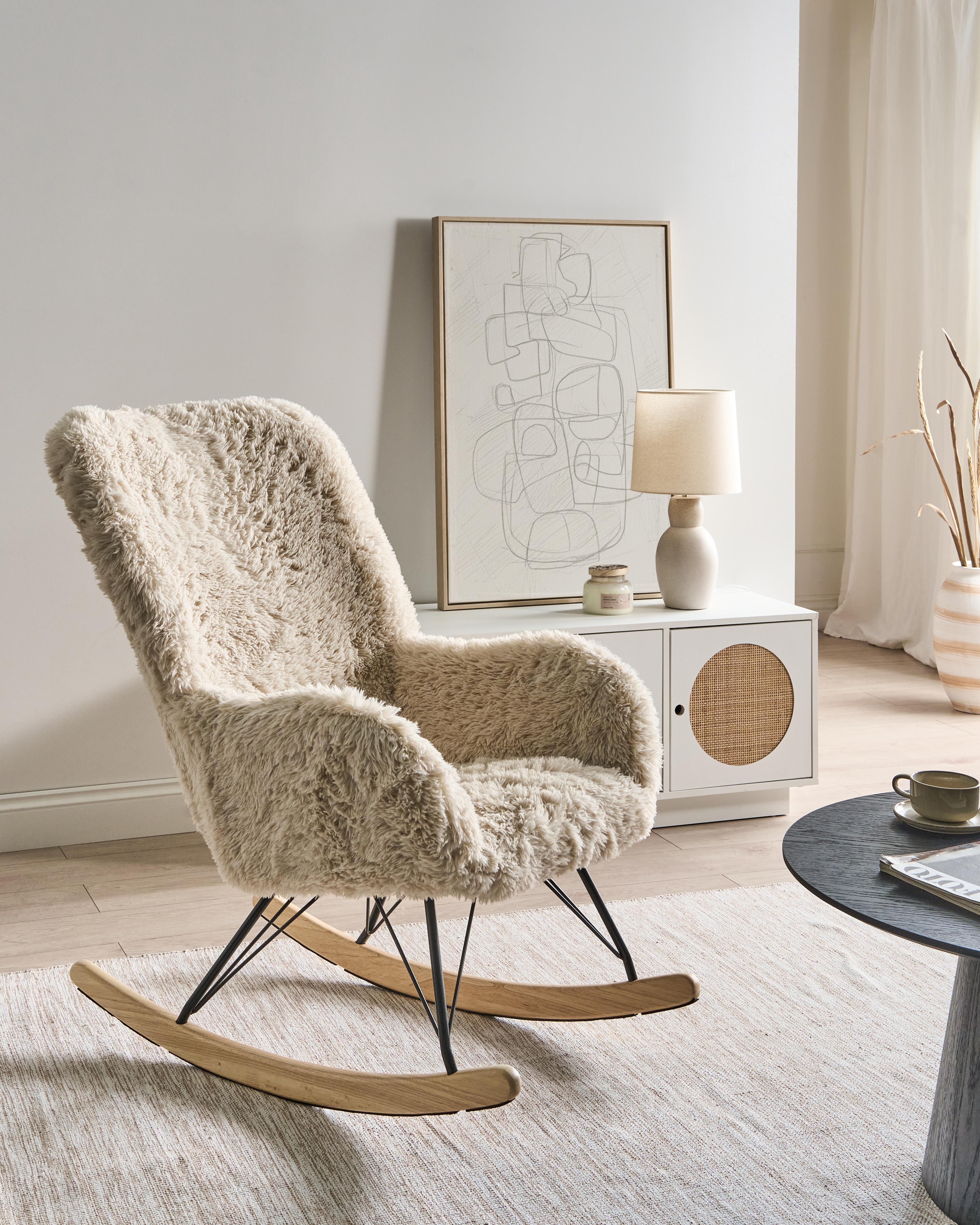 Schommelstoel AKRA Nepbont Lichtbeige