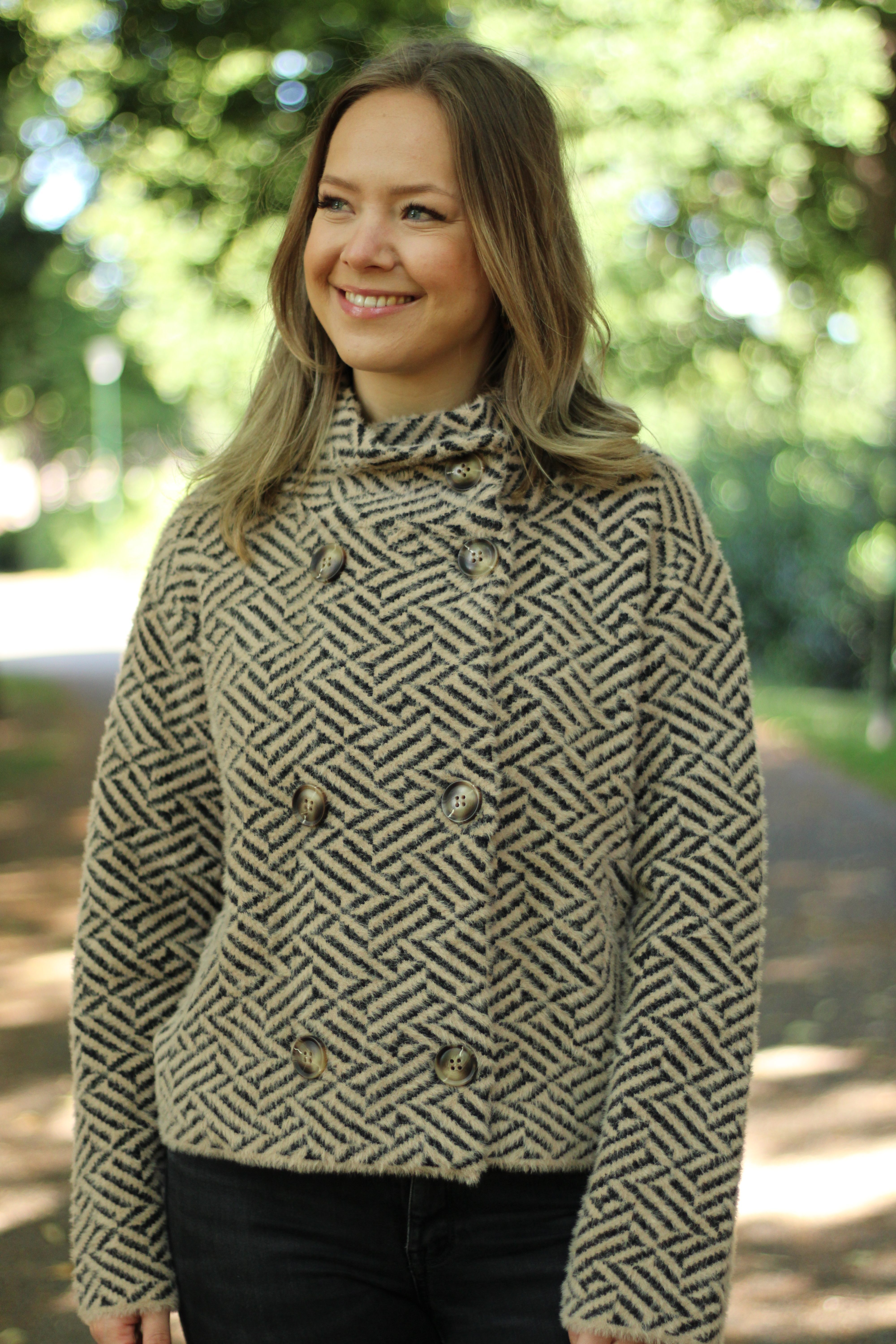 Rino & Pelle - Beth Short Double Breasted Jacket - Sand Graphic