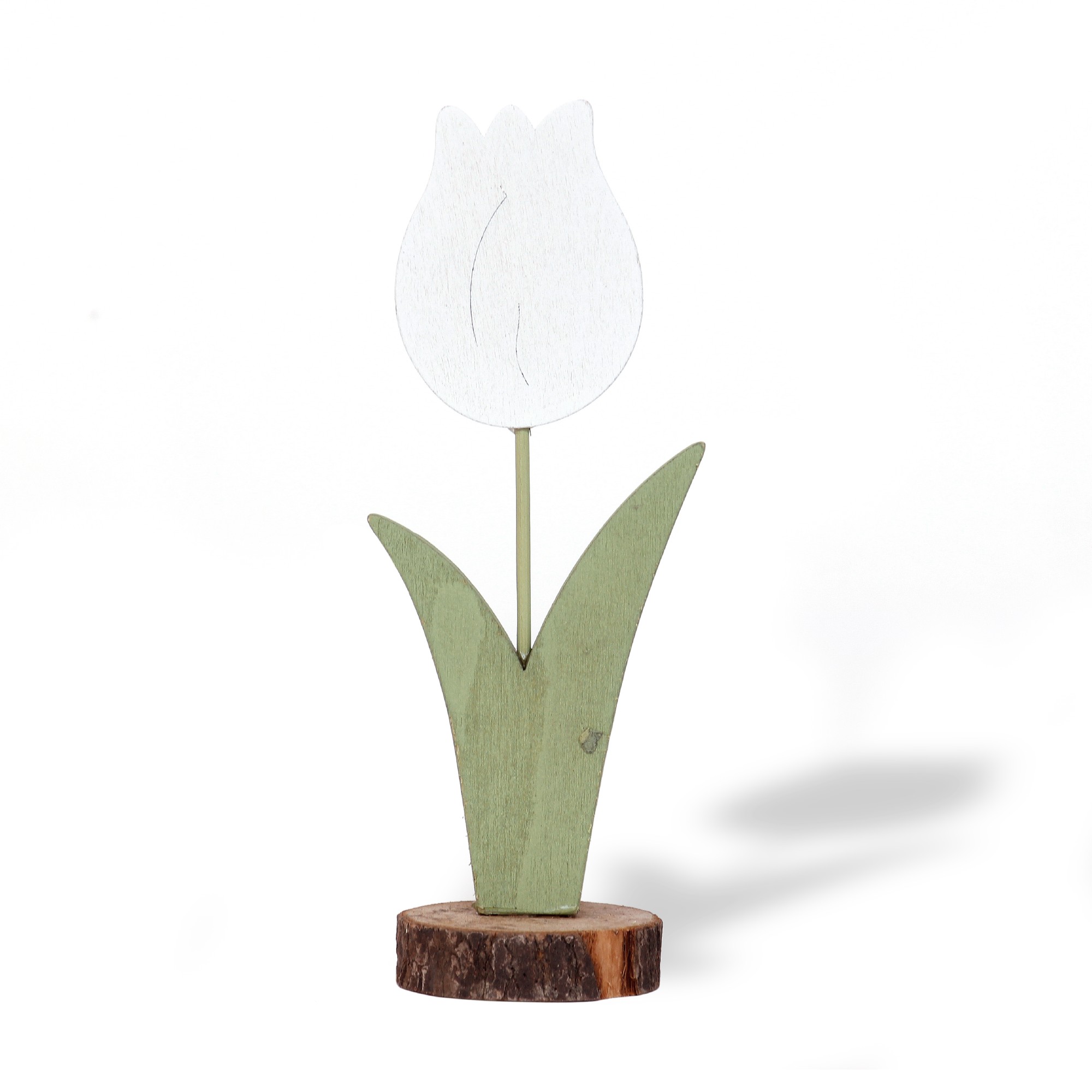Figur 'Blume' aus Holz, natur, grün, H 18,5 cm, B 7 cm, T 5 cm von fischer's lagerhaus