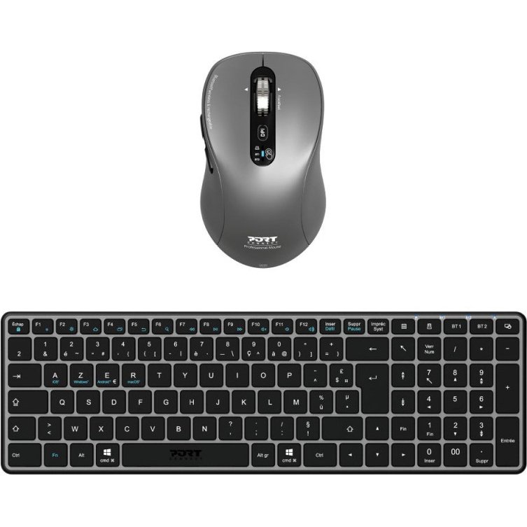 Port Designs 900908RFR clavier Souris incluse Universel RF sans fil + Bluetooth AZERTY Gris