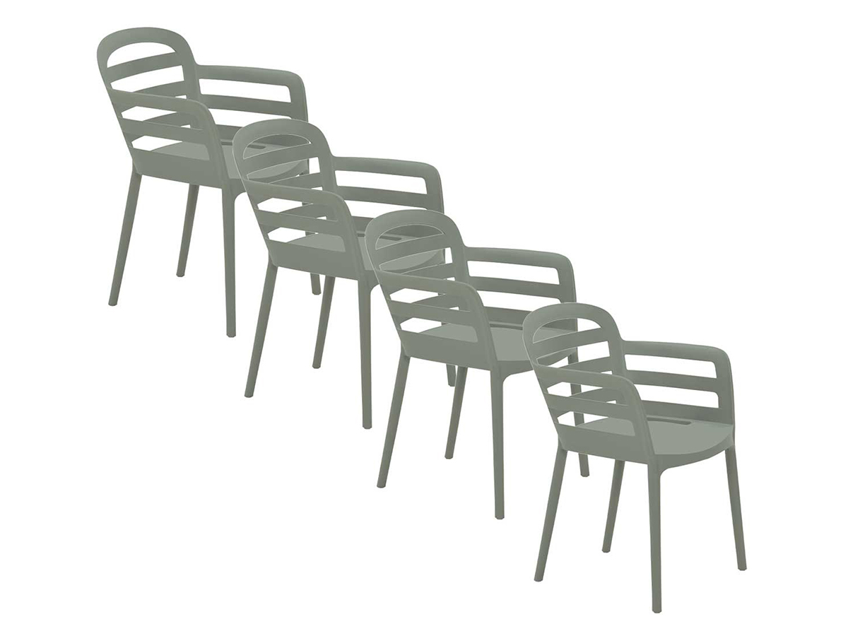 Garden Impressions Mira 4 olijf kleurige tuinstoelen