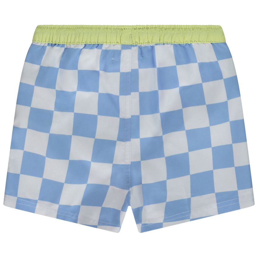 Short de bain imprimé damier et print palmier pour bébé garçon - Bleu
