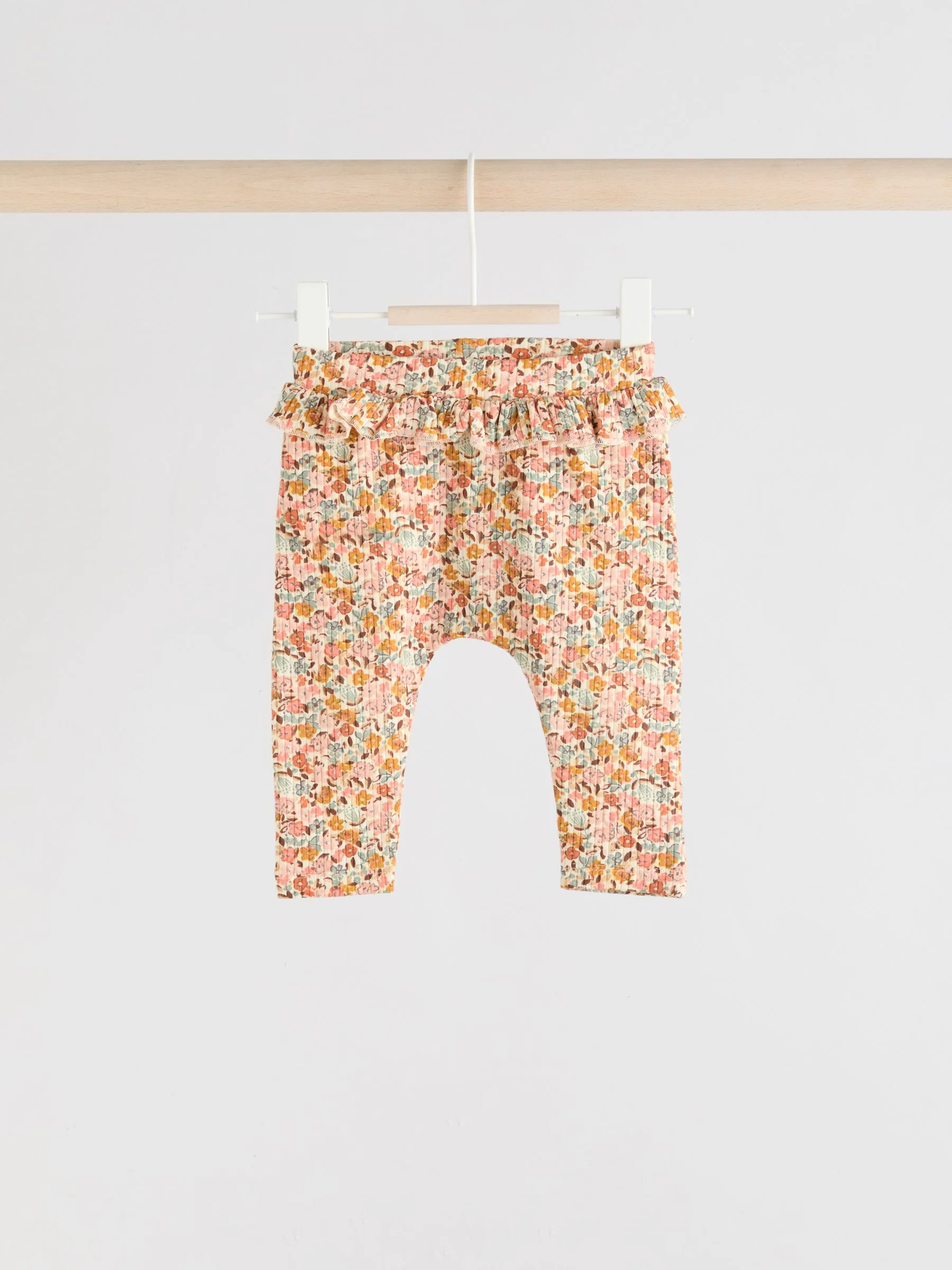 Saliegroen/koraal/fijne print - Verpakking van 4 babyleggings (0 mnd -2 jr)