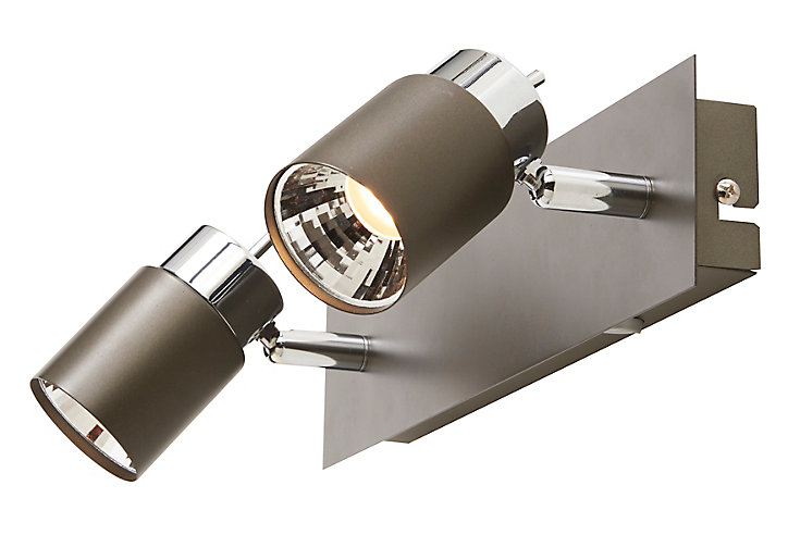 Réglette 2 spots Hades métal gris/chrome LED 2x3,5 W