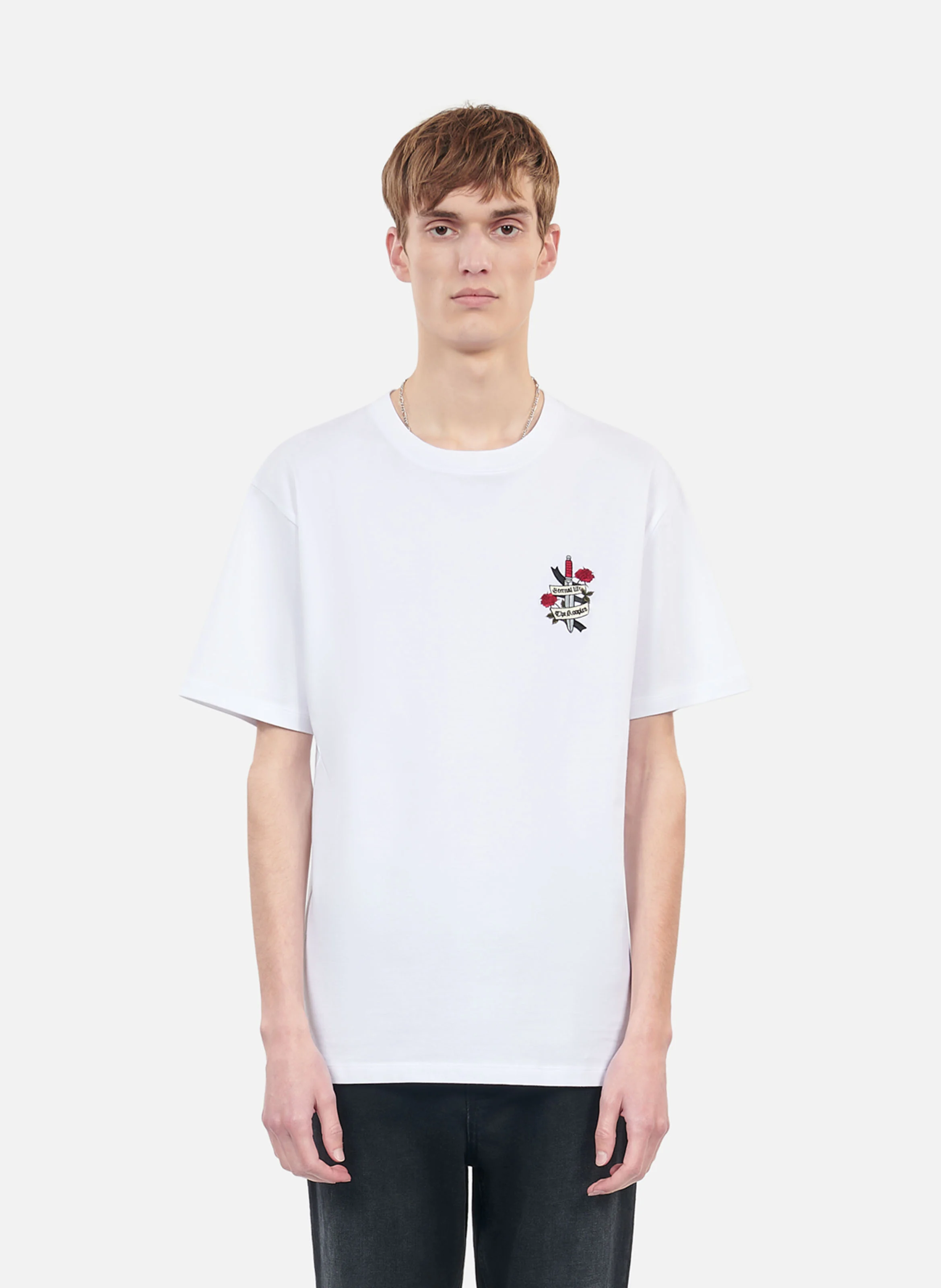 Tee-shirt droit brodé en coton | Blanc