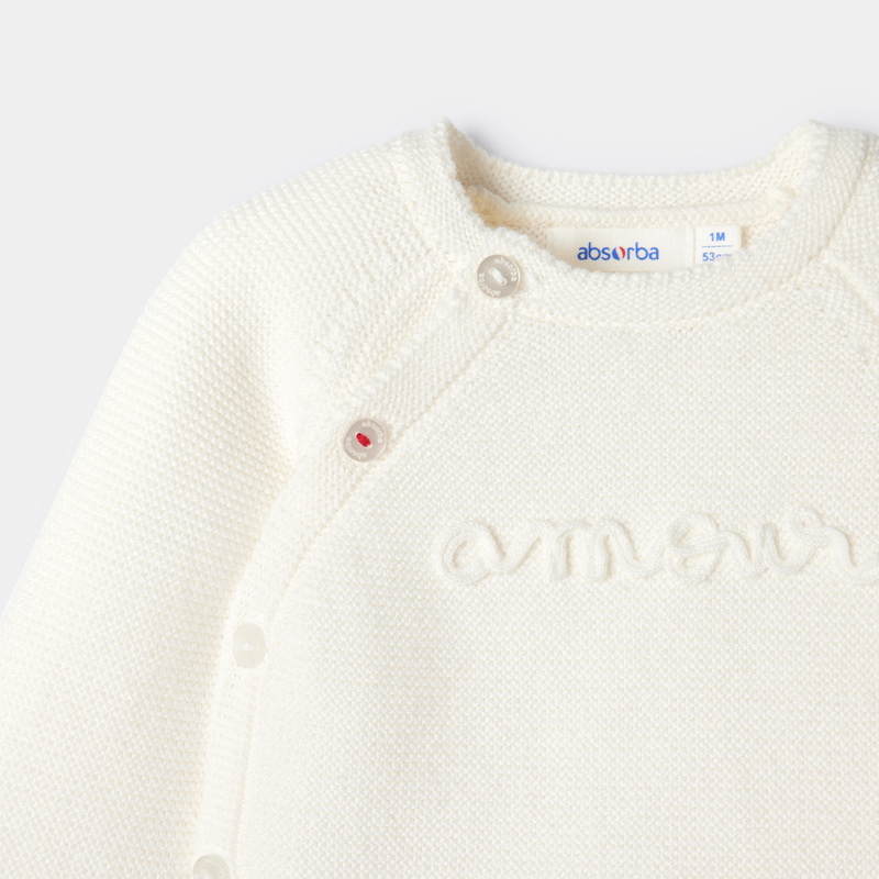 Ensemble 2 pièces en tricot blanc naissance Absorba