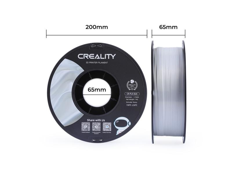 Creality Filament PLA Silk Weiss, 1.75 mm, 1 kg Filament für 3D Drucker