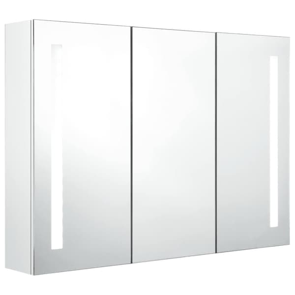 vidaXL LED-speilskap til bad 89x14x62 cm skinnende hvit