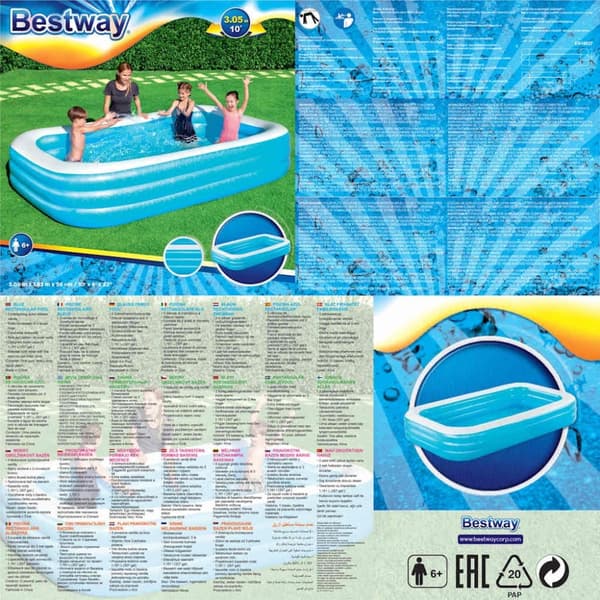 Bestway Oppblåsbart svømmebasseng 305x183x56 cm