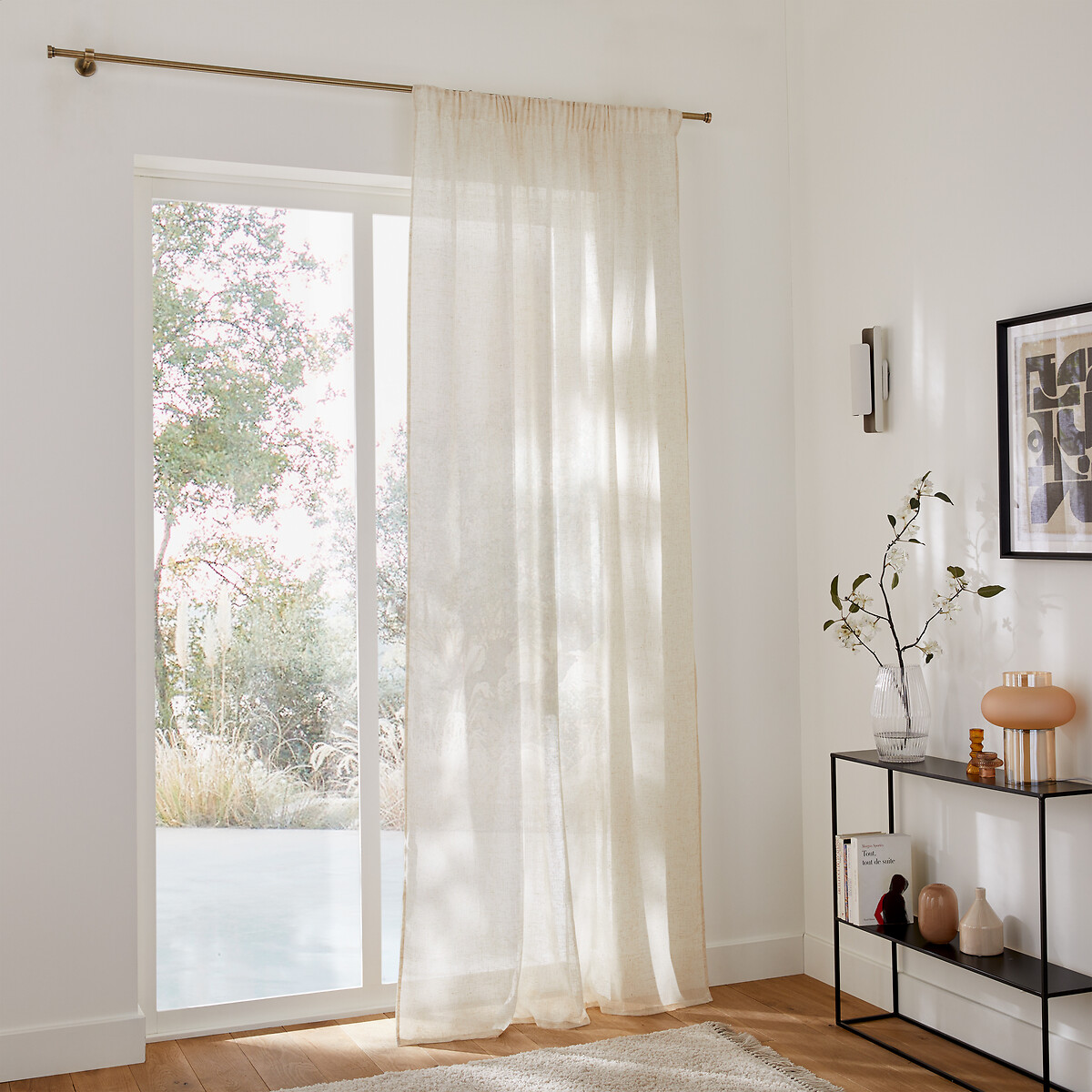 LA REDOUTE INTERIEURS<br>Cortina transparente de poliéster e linho com pregas Aron