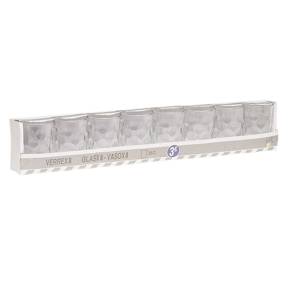 Gobelet verre motif embossé transparent 20 cl x8