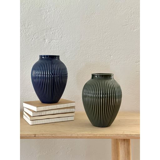 Knabstrup Riflet Vase, Dark Blue