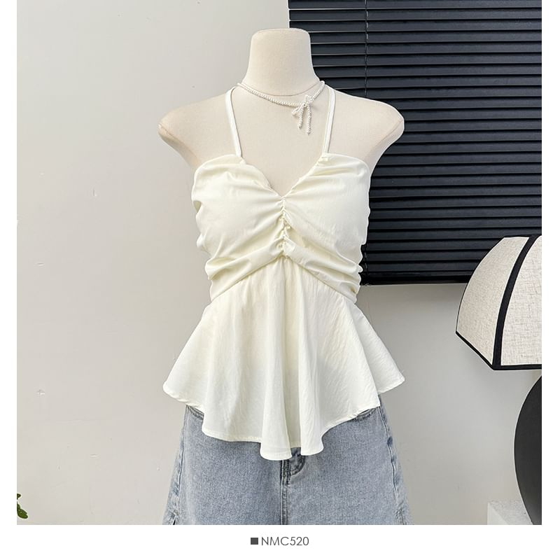 Lemongrass - V-hals peplum haltertop