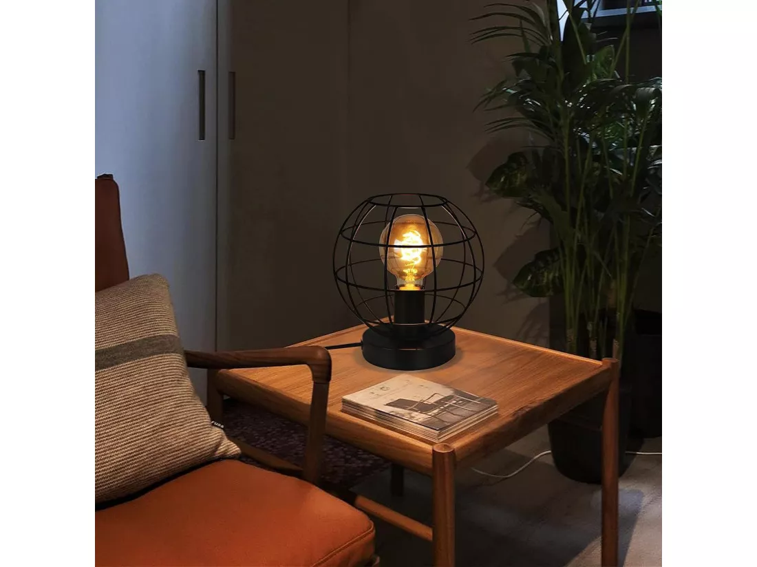 NETTLIFE Lampe de table vintage noir - lampe de chevet rétro lampe E27 douille en métal déco industrielle - Max 40W - Sans ampoules