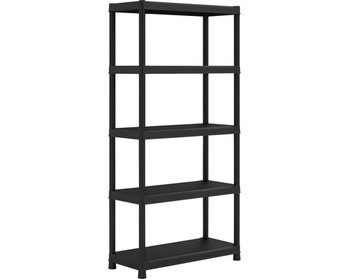 Zwarte kunststof plank, 182x90x40 cm, 5 planken, draagvermogen 275 kg