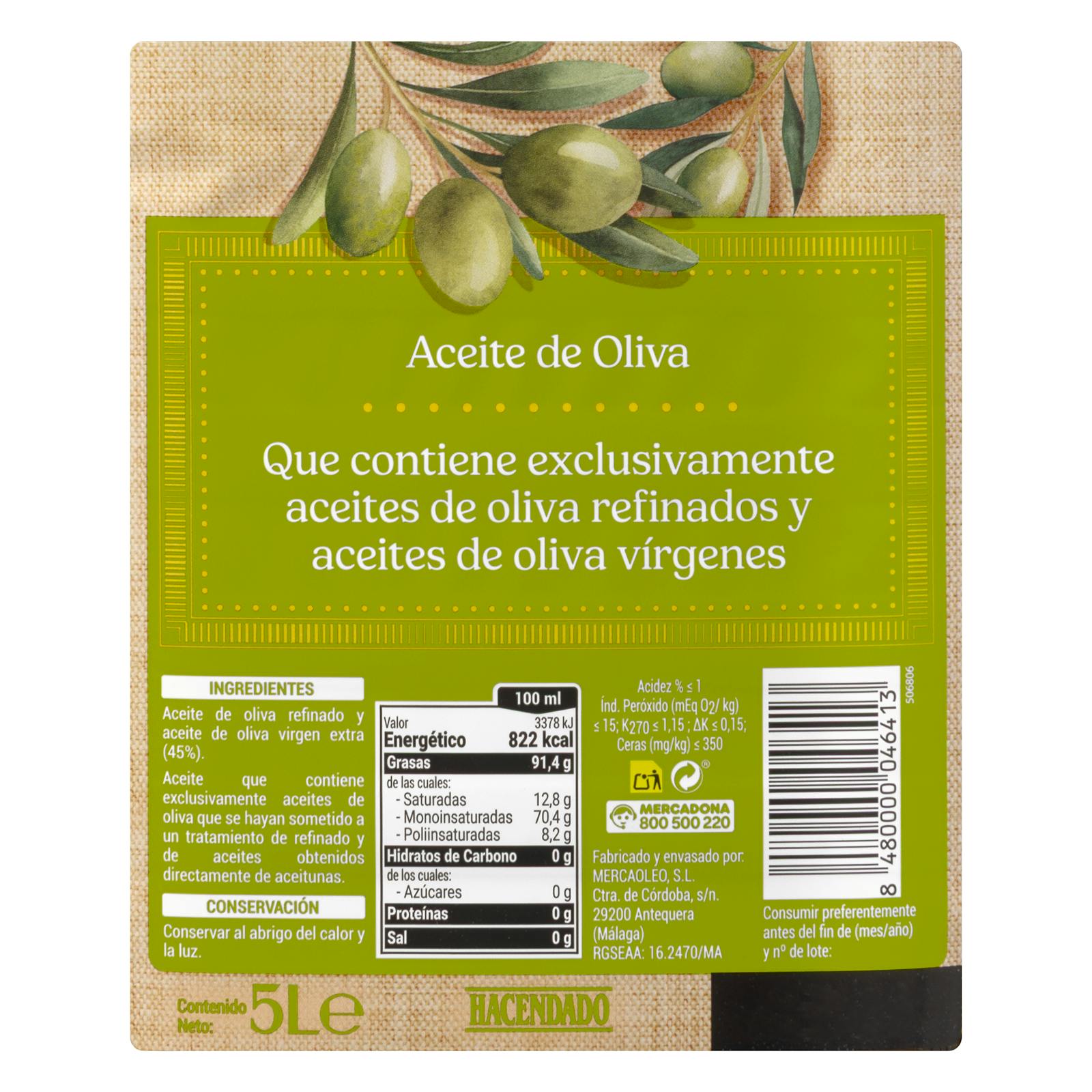 Huile d'olive Hacendado de première qualité