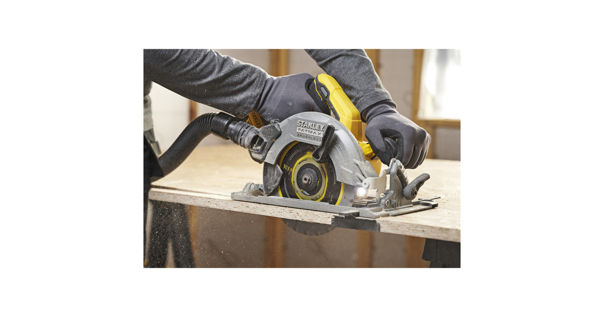 StanleyFATMAX V20 18V Cirkelzaag 190mm handcirkelzaag  (Zwart/geel, Accu en oplader inbegrepen, met koffer)
