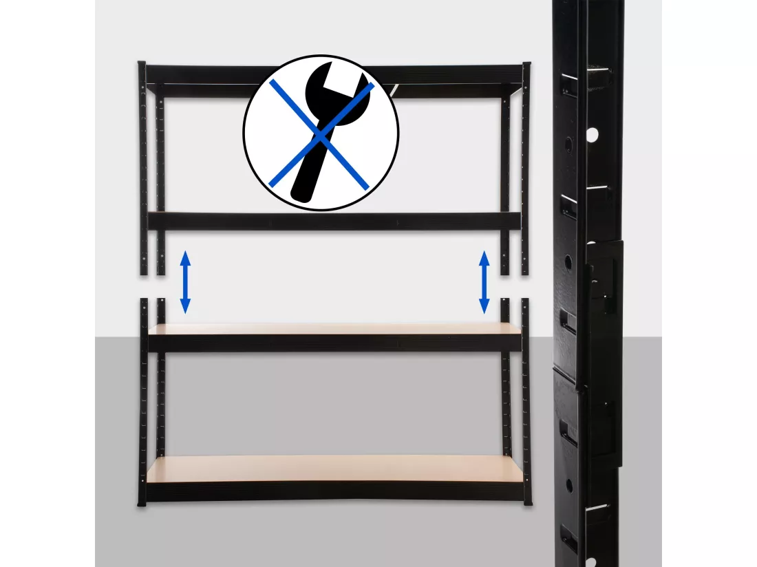 Étagère enfichable - Métal - 160 x 60 x 180cm - Noir -