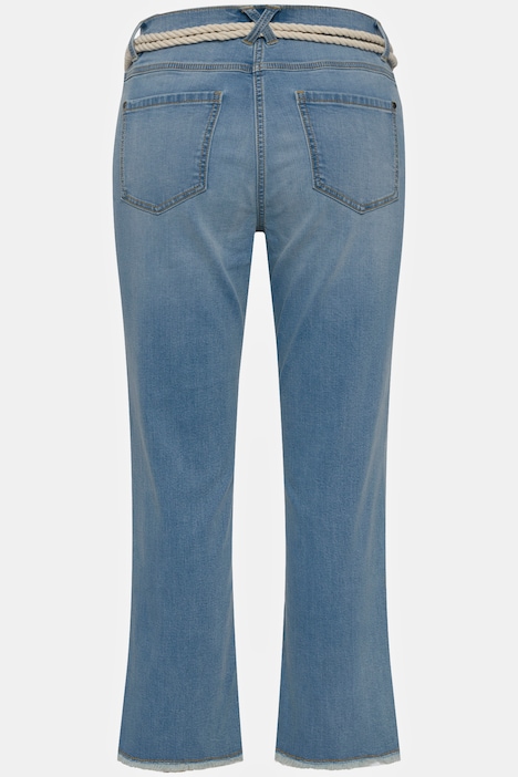 Jeans Marie, Fransensaum, Kordelgürtel, weites Bein