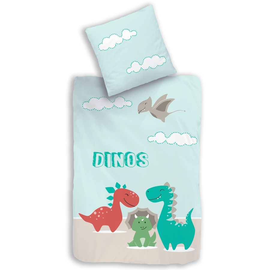 termana Bettwäsche Kinder-Bettwäsche Mädchen und Jungen, 80x80 + 135x200 Dinosaurier