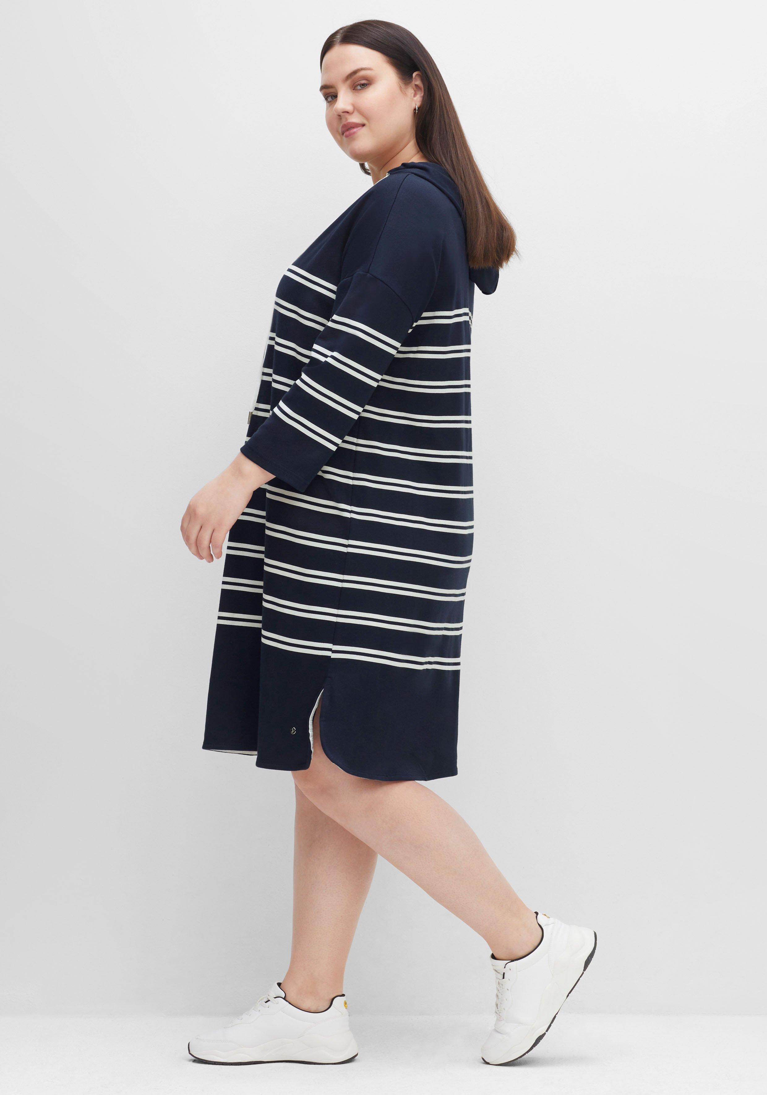 Shirtkleid mit Streifen und Kapuze
