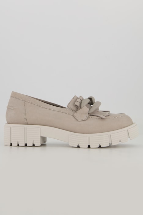 Caprice Leder-Loafer, Zierkette, Fransen, Komfortweite