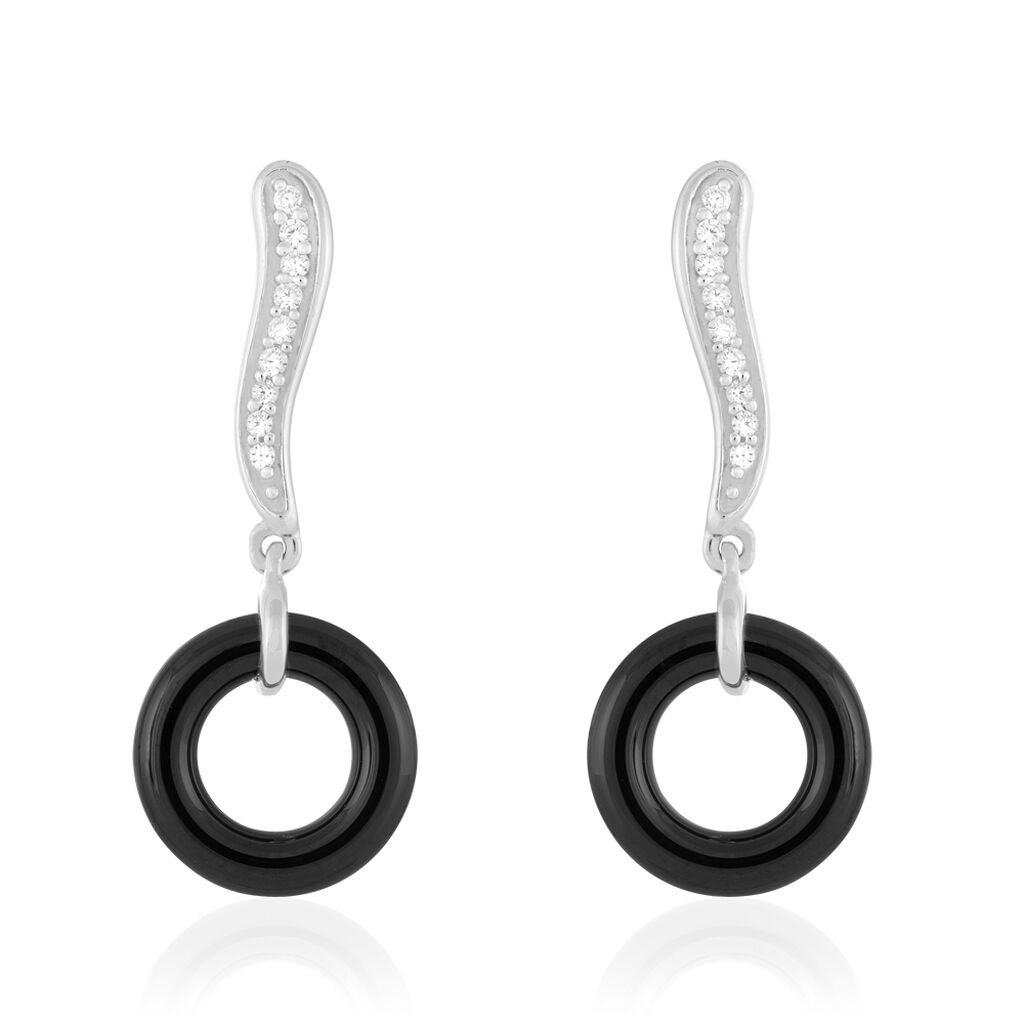 Boucles D'oreilles Pendantes Delphinia Argent Blanc Oxyde De Zirconium