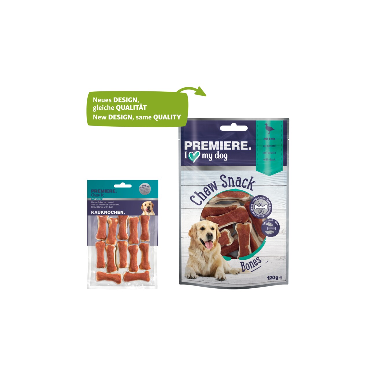 PREMIERE Kauknochen mit Ente 12 Stück, 120 g