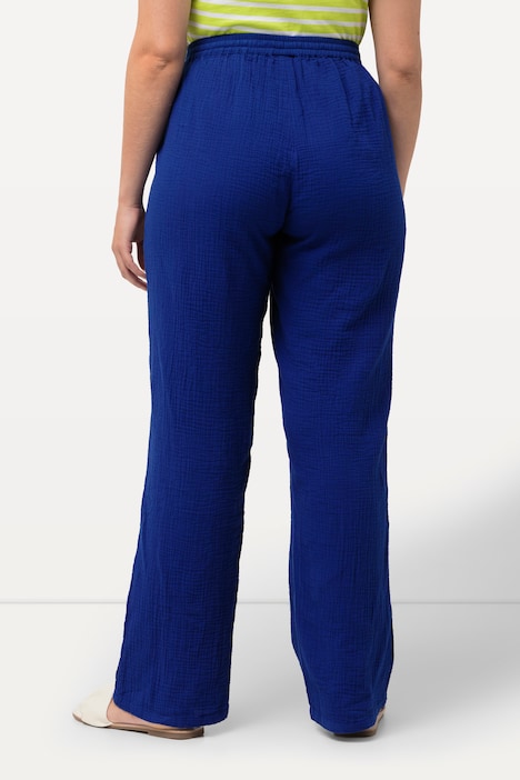 Musselin-Schlupfhose Rose, weites Bein, Elastikbund